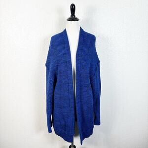 Free‎ People Womens High Hopes Chunky Knit Cardigan Sweater Blue Size Large